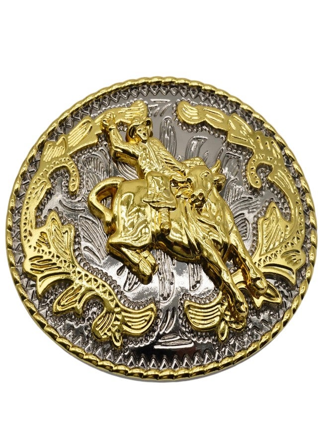 WMG Bull Rider Cowboy Rodeo Western Gold Tone Belt Buckle - Image 1